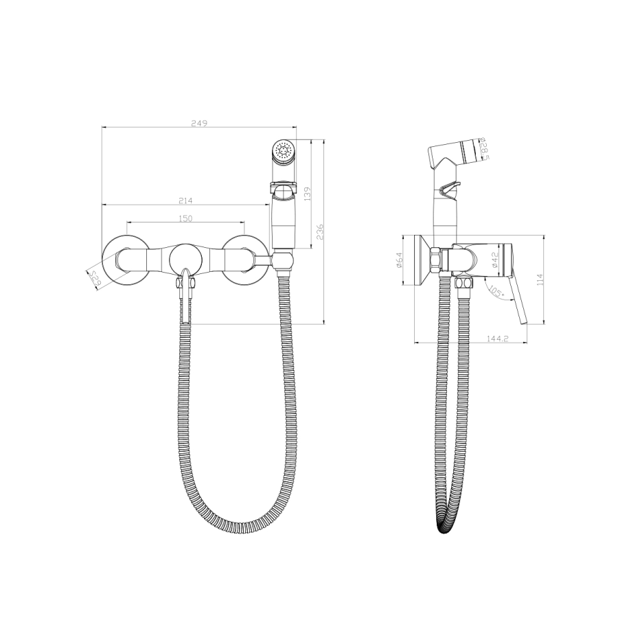 Lemark Minima смеситель с гигиеническим душем LM3818C