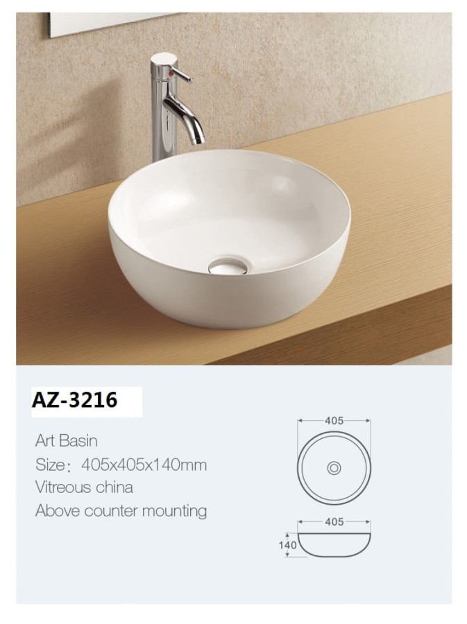 Azario AZ3216 раковина накладная 40*14 см