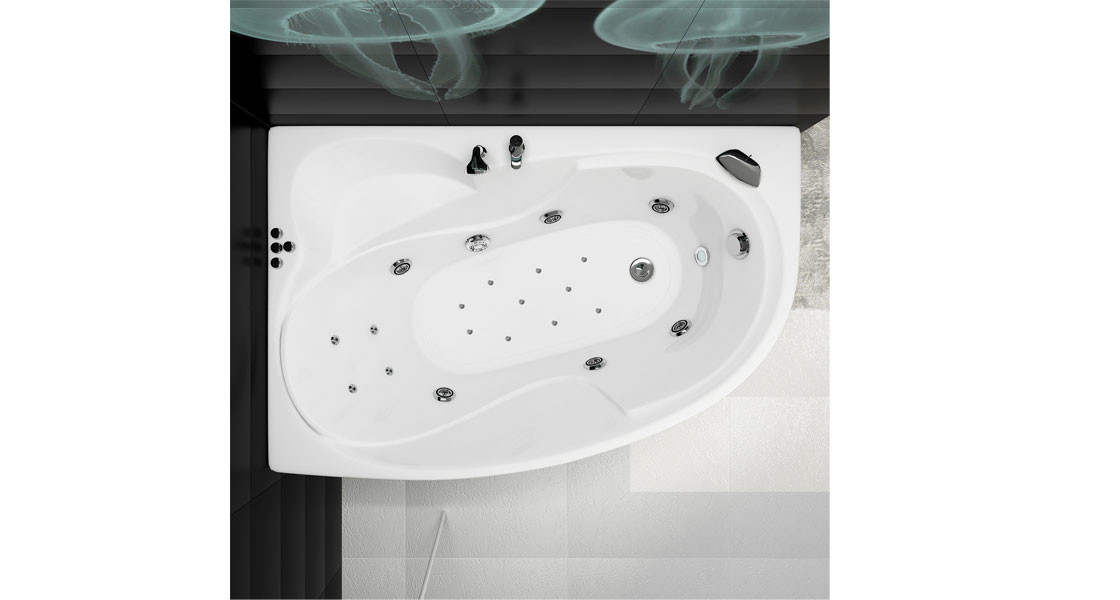 Triton Николь 160х100 см ванна акриловая асимметричная гидроаэромассажная с фронтальной панелью сифоном и каркасом левая