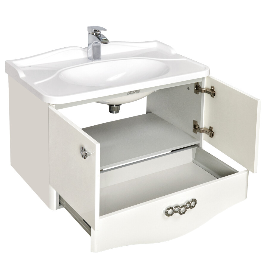 Акватон Венеция 75 тумба с раковиной 1A150901VN010 подвесная