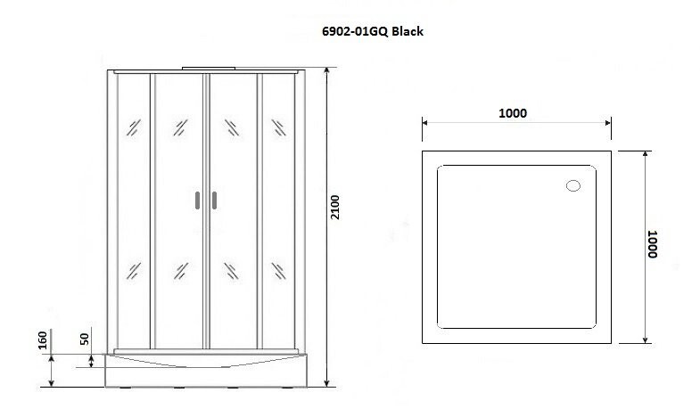 Niagara NG 6902-01Q Black Душевая кабина 100x100 69020134QBLACK