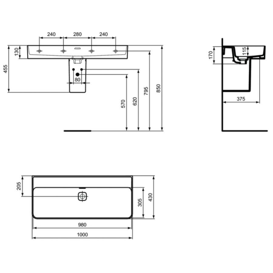 Ideal Standard Strada раковина 100х43 см T364001