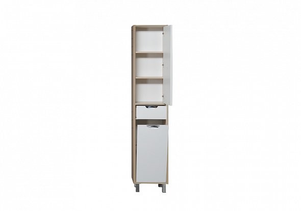 Aquanet Гретта 00171901 Шкаф-пенал напольный, с бельевой корзиной, светлый дуб 40