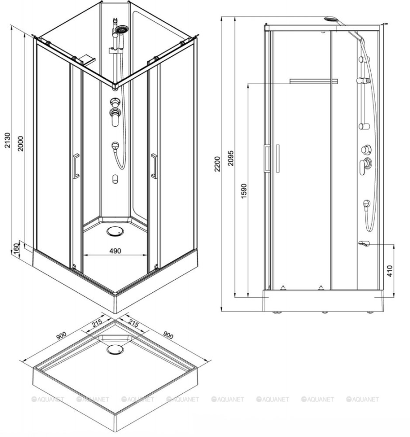 Aquanet Passion душевая кабина прозрачная 90х90 см 263869