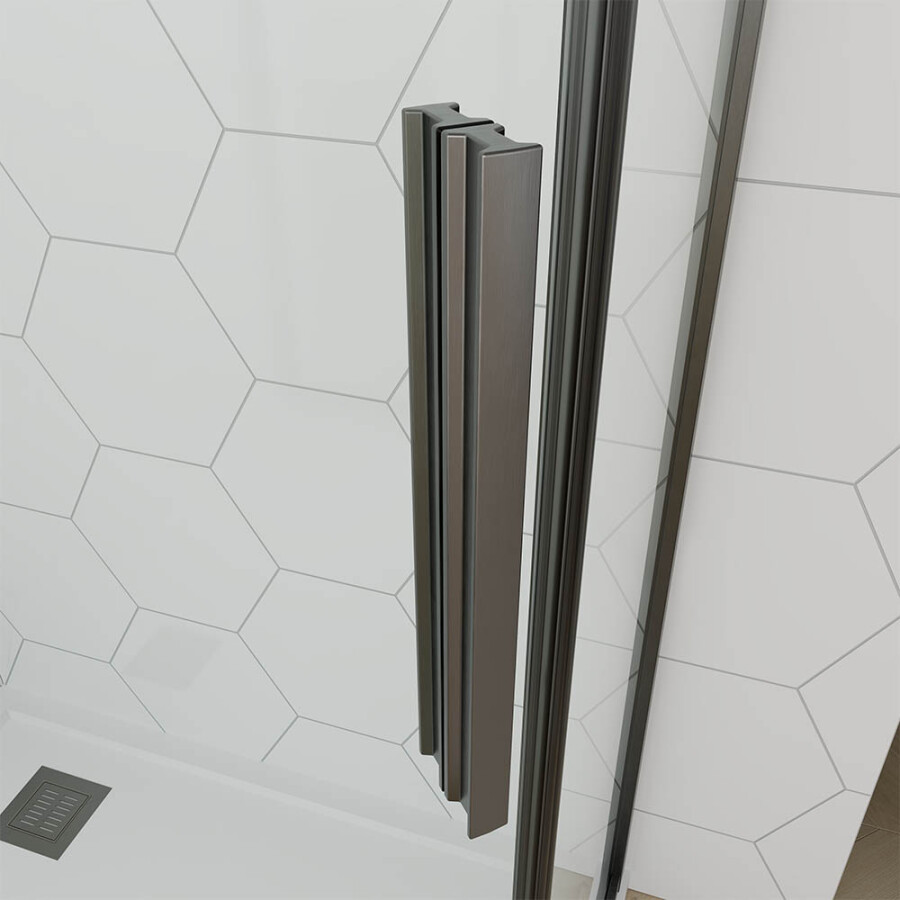 Душевой угол Veconi Ottimo P10 GR (100×100×190) распашная, профиль брашированный графит, стекло прозрачное OP10GR-100100-01-C9