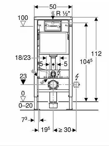 Инсталляция Geberit Duofix Delta 458.149.21.1 с клавишей и унитазом Sole УТ000090778