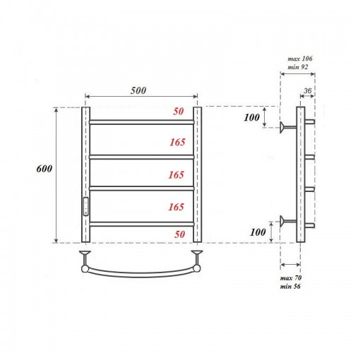 Point Афина полотенцесушитель электрический 50х60 PN04756W
