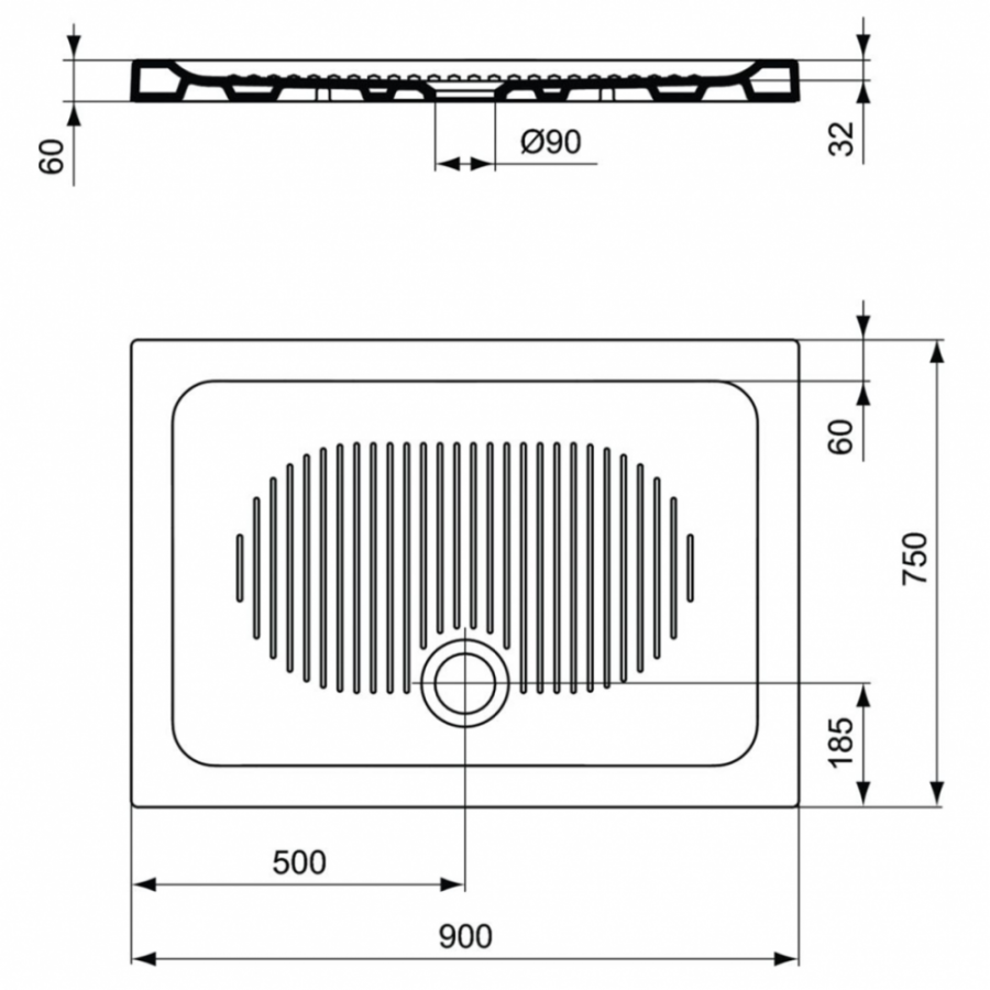Ideal Standard Connect душевой поддон 90х75 T267201