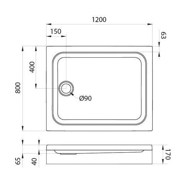 Душевой поддон Niagara Nova NG-120-80QRUS (120х80х17) прямоугольный,белый,1 место 120801QRUS
