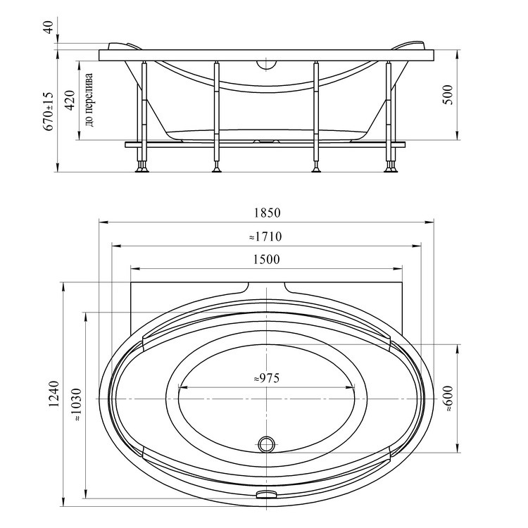 Radomir Лагуна Комфорт White 185x124 см ванна акриловая овальная c гидромассажем белая