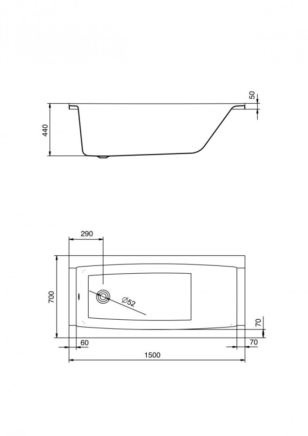 Santek Санторини 150*70 ванна акриловая прямоугольная 1.WH30.2.497