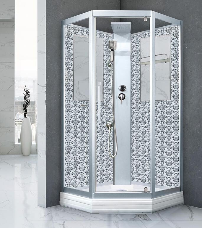 Душевая кабина Niagara Luxe NG-7717WBK (100x100х210) низкий поддон(15см),дверь распашная,стенки серебро,без крыши,4 места 7717WBK