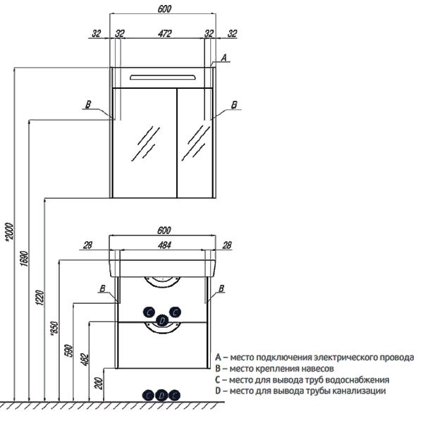 Зеркало-шкаф Акватон Сильва 60*78 1A216202SIW60