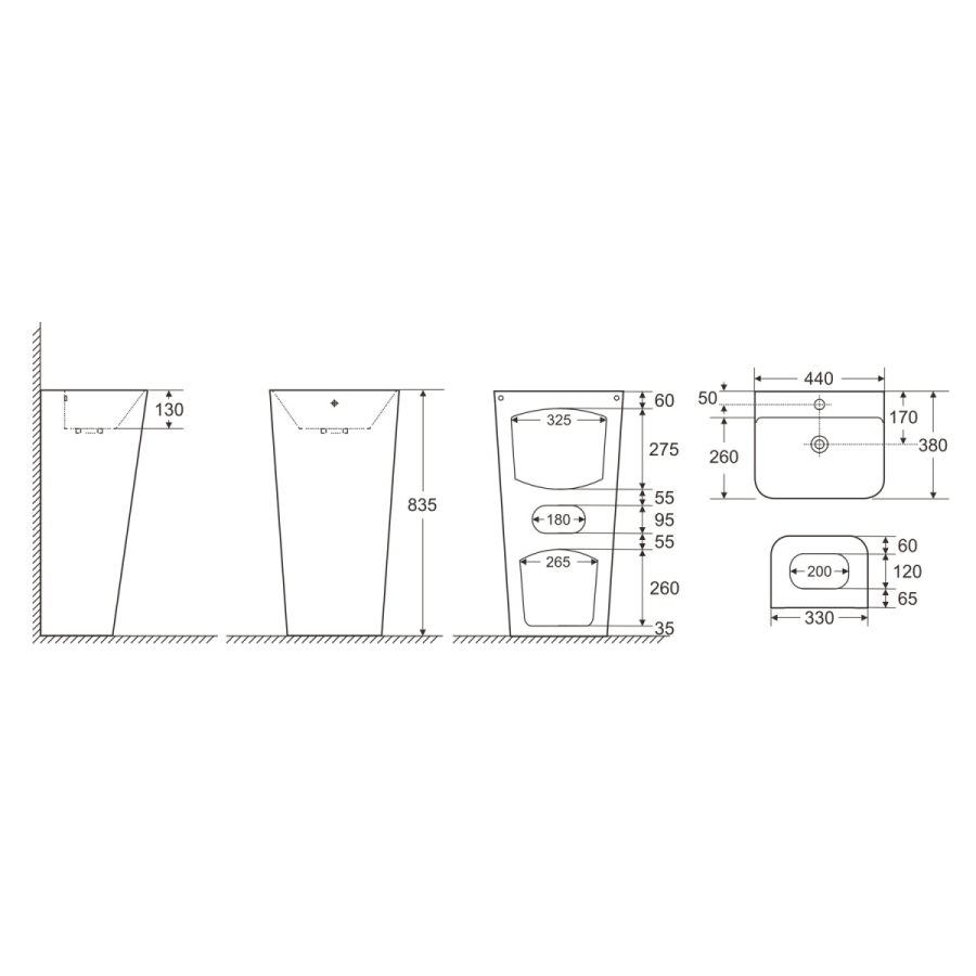 Azario FRETTA SQUARE раковина напольная отдельностоящая AZ-302