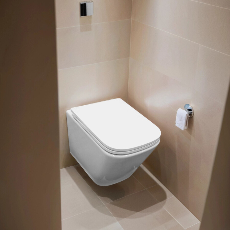 Унитаз подвесной Azario Armonia с системой смыва Tornado, безободковый с сиденьем микролифт 490*340*360 AZ-2403