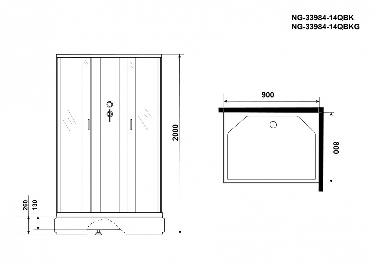 Niagara Classic NG 33984-14QBK Душевая кабина 90x80 Универсальная Без крыши 339844QBK