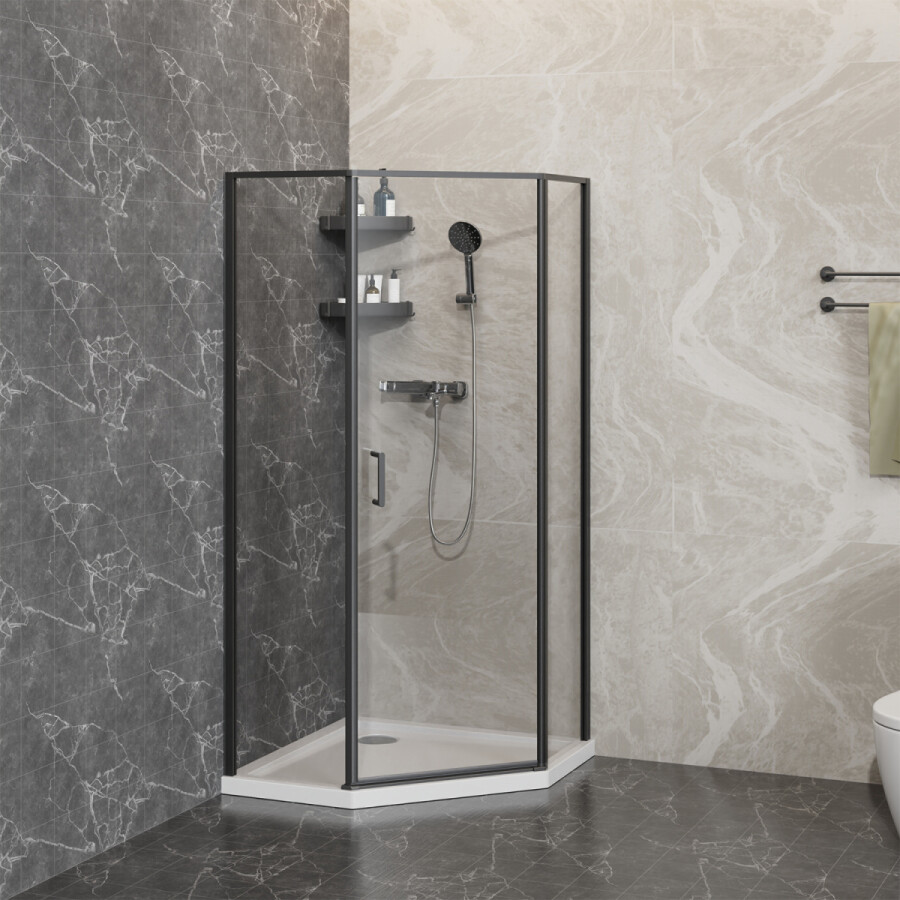 Душевое ограждение Azario SAKURA 900х900х1950 прозрачное стекло 6 мм, профиль черный матовый AZ-21C-90-MB-CL