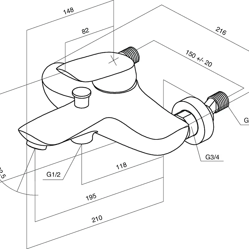 Am.Pm Bliss L смеситель для ванны F5310032