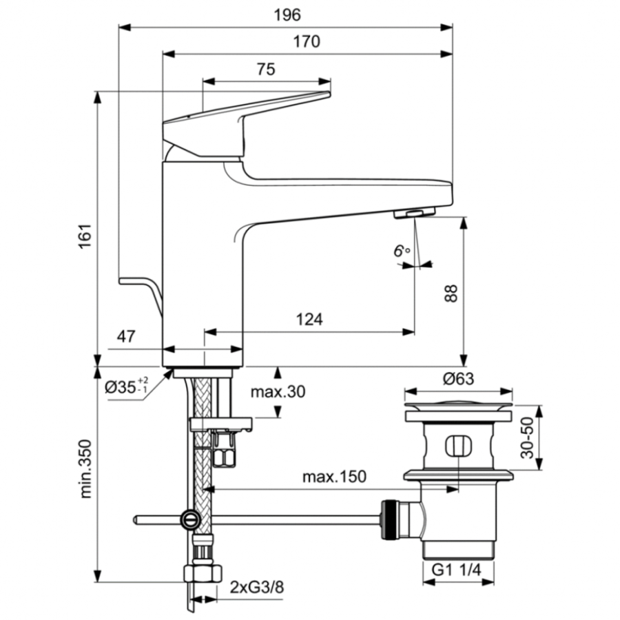 Ideal Standard Ceraplan смеситель для раковины BD276AA