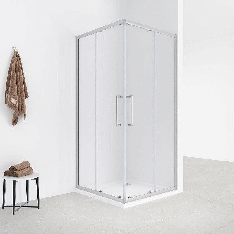 Душевое ограждение Loranto 120x80x190 раздвижная дверь, универсальная, прозрачное стекло 6 мм, профиль сатин CS-AB01S-128