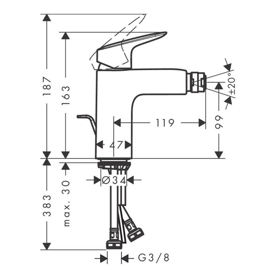 Hansgrohe Logis Смеситель для биде 100 черный матовый 71200670