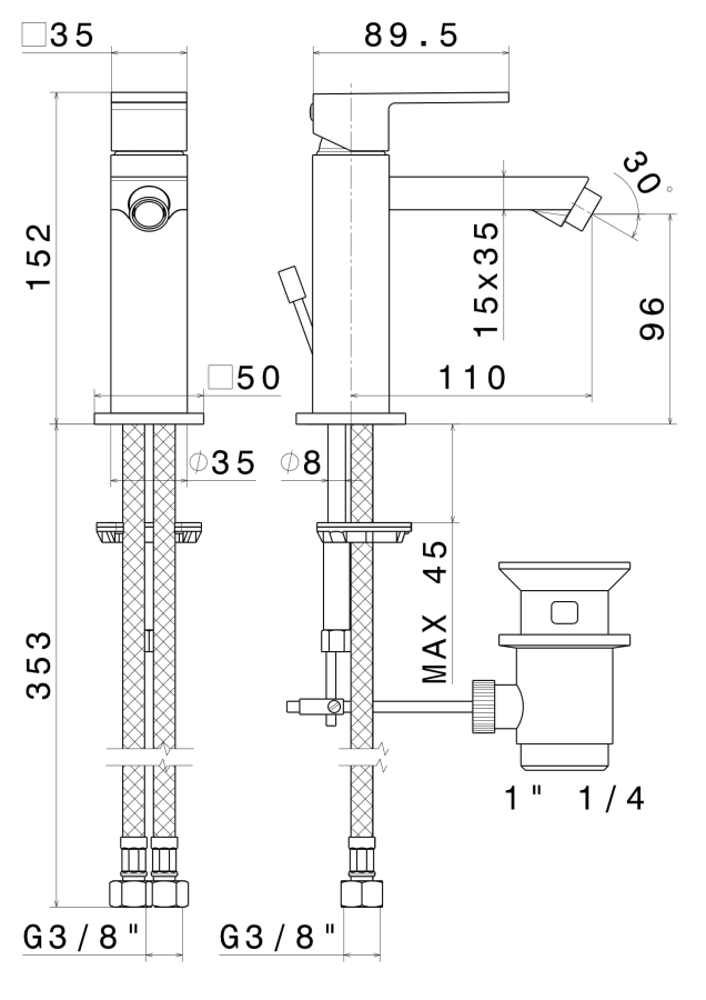 Kerama Marazzi Futura смеситель для биде 66425KM.01.093