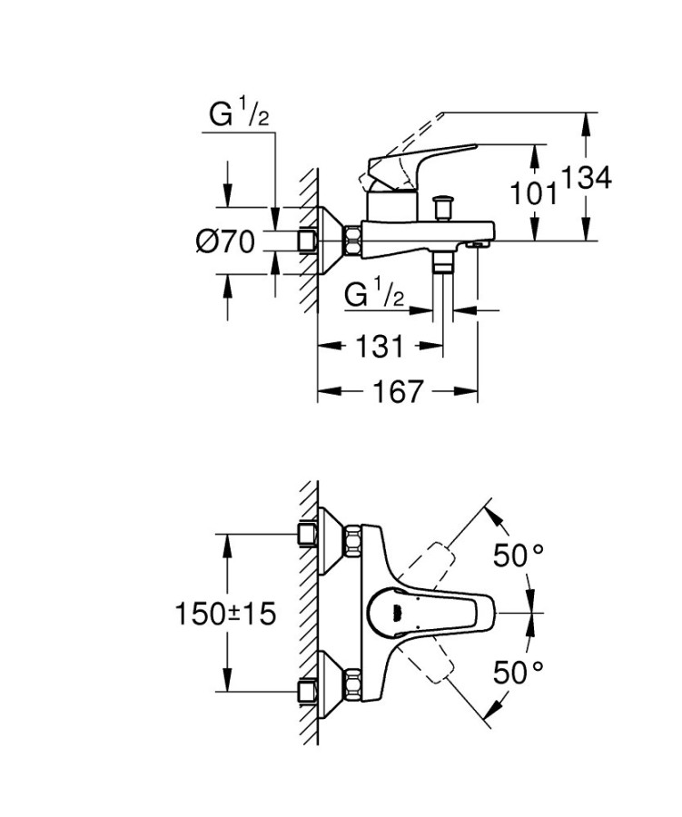 Grohe 23756000 BauFlow смеситель для ванны хром