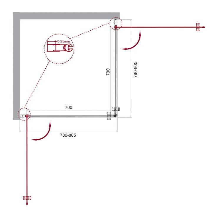 BelBagno душевое ограждение ETNA-A-2-80-C-Cr 80х80х195