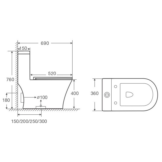 Унитаз-моноблок Azario Vally 690х360х760 напольный, слив "Торнадо", в комплекте с быстросъемным и сиденьем микролифт AZ-80687