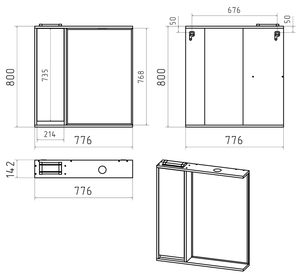 Misty Balaton зеркальный шкаф 80 см левый BAL-04080-01-01Л