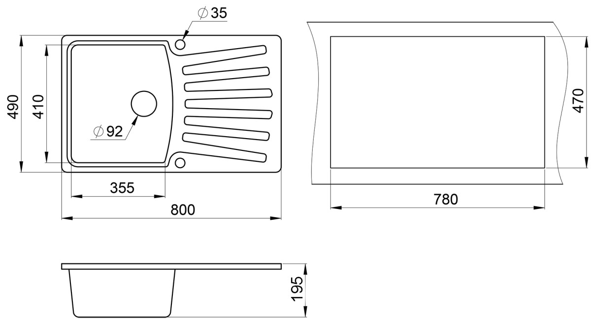 Granula GR-8001 Мойка для кухни оборачиваемая белый 80х49 см