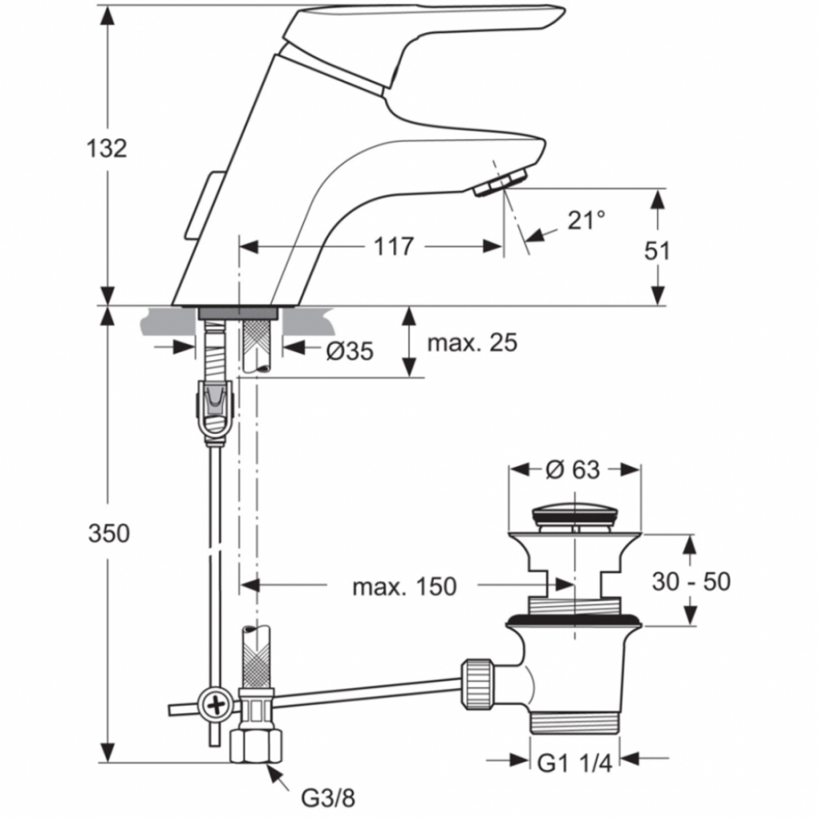 Ideal Standard Ceramix смеситель для раковины A5651AA
