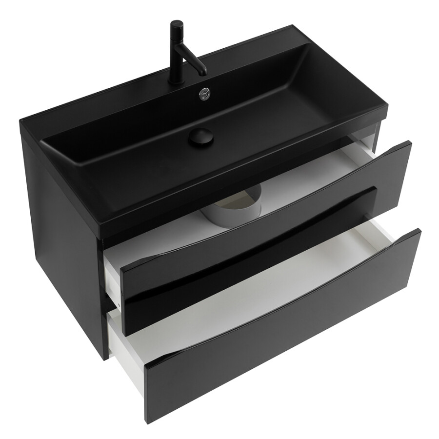 BelBagno Marino 80 см тумба под раковину MARINO-800-2C-SO-NL-P nero lucido подвесная