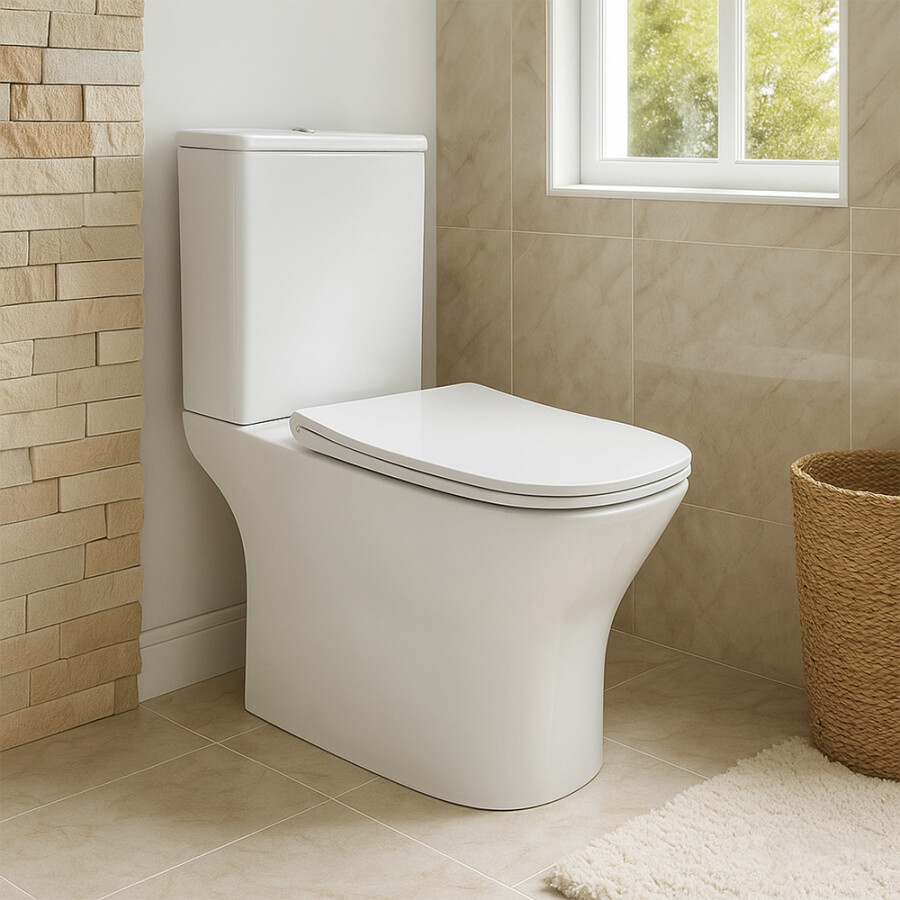 Унитаз-компакт Azario Kashmir 340х650х770 напольный, безободковый, в комплекте с быстросъемным сиденьем микролифт AZ-9143S