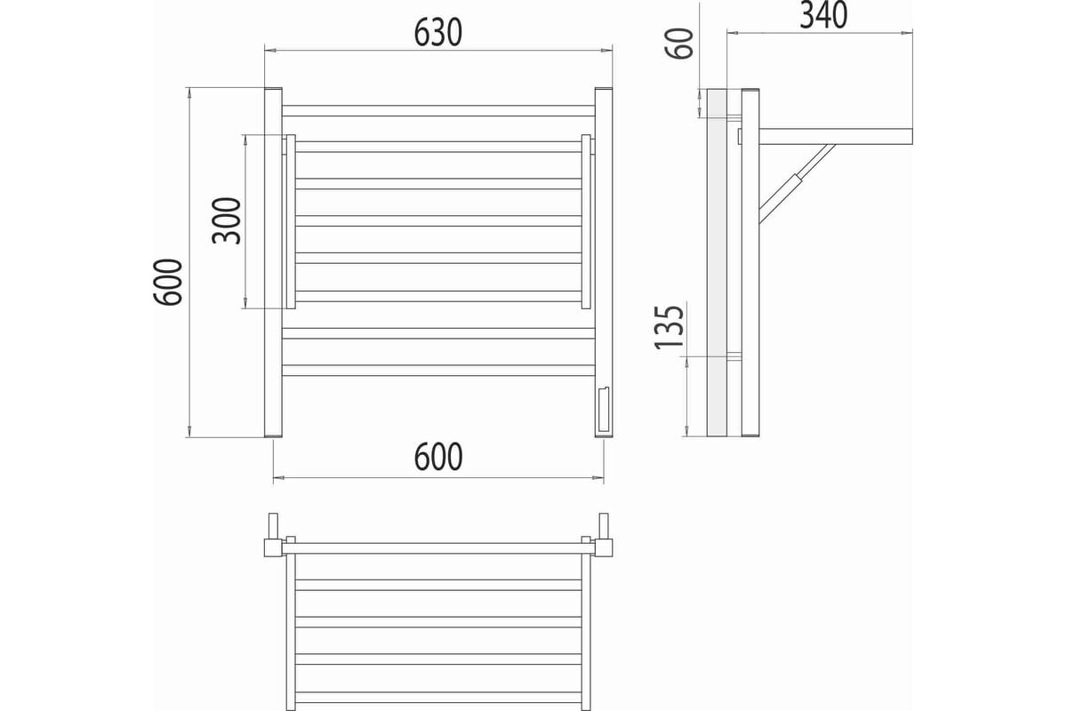 Полотенцесушитель электрический Terminus Горизонт sensor quick touch 600x600 П8 4670078543424