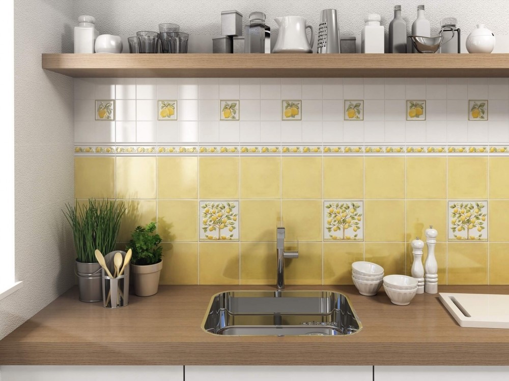 Kerama Marazzi Капри 10х10 см декор настенный белый глянцевый Лимончики TLA002H