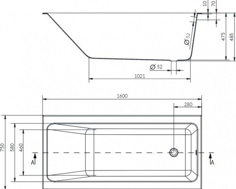 Cersanit Crea 160*75 ванна акриловая прямоугольная