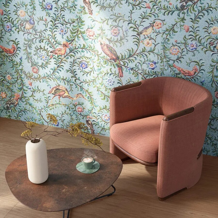 Керамическая плитка Панно Kerama Marazzi Прованс Райский сад бирюзовый матовый обрезной (из 3-х частей 60x119,5x0,9) 180x119,5x0,9 KMP2STA004BR3X