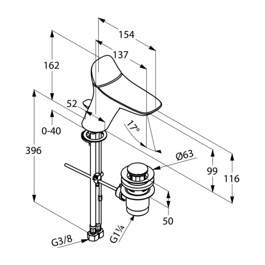 Kludi Ambienta смеситель для раковины 530230575