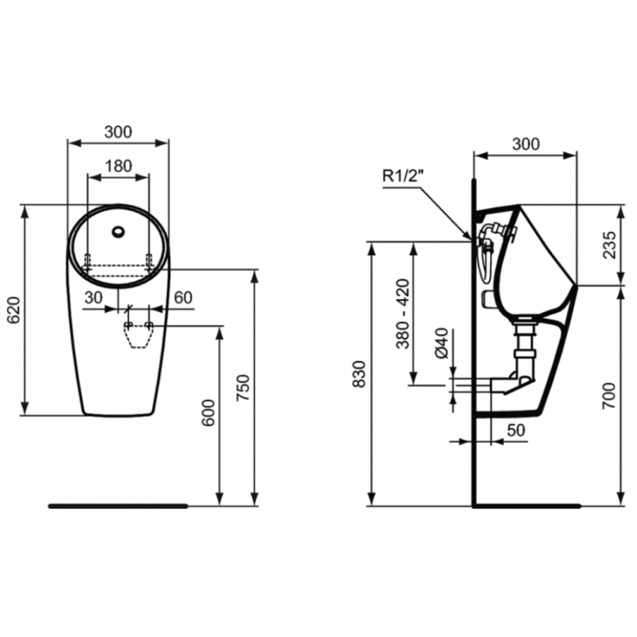 Ideal Standard Sphero писсуар со встроенным датчиком E208501