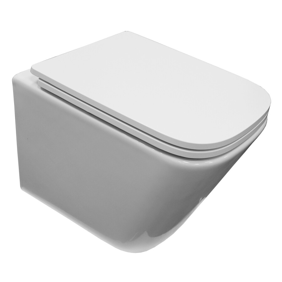 Унитаз подвесной Azario Armonia с системой смыва Tornado, безободковый с сиденьем микролифт 490*340*360 AZ-2403