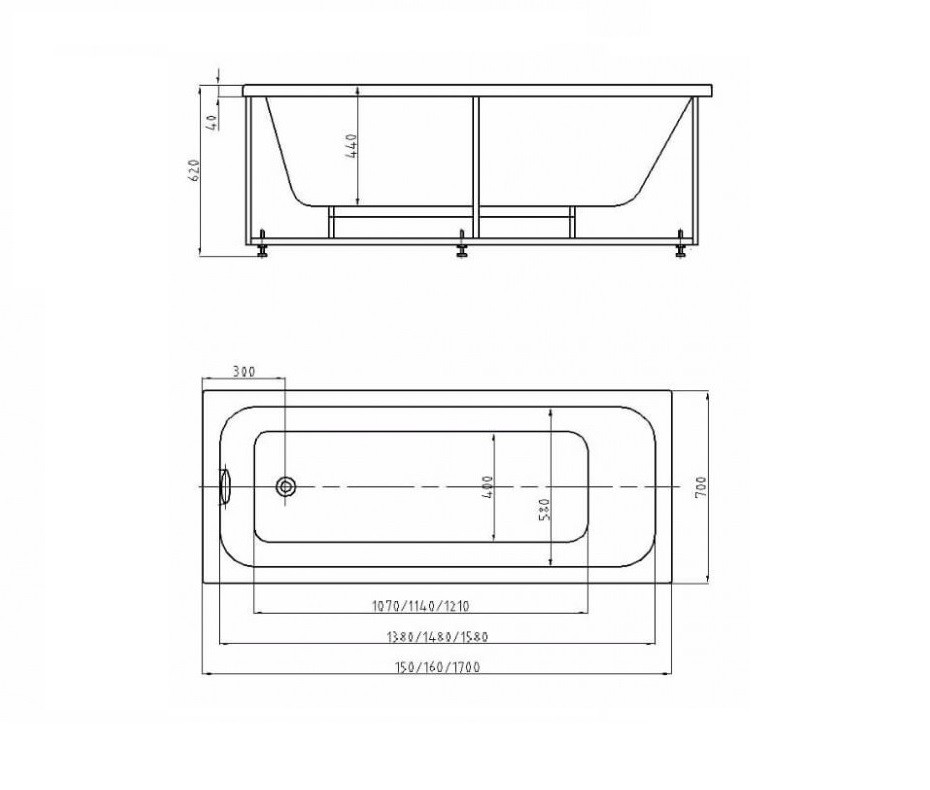 Акватек Мия KAR-0000022 каркас сборный к ванне 170x70 см