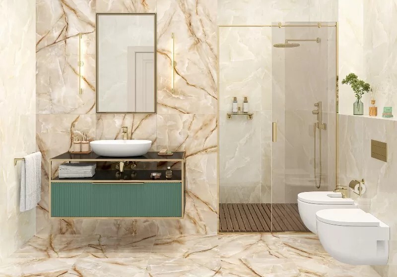 Керамогранит 6060ORO11P LCM Onyx Royal Latte Полированный 600 x 600 x 8 мм.