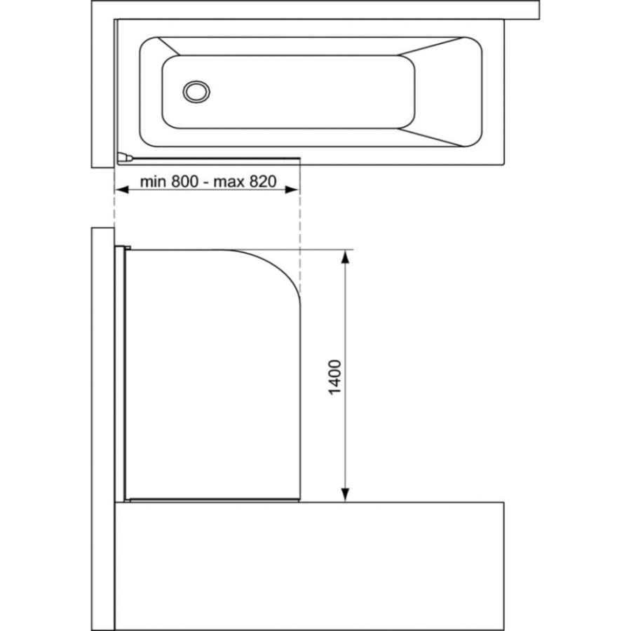 Ideal Standard Connect штора на ванну 80х140 см T9924V3