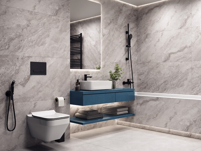 Керамогранит Cersanit Cambio светло-серый ректификат рельеф 60x120 A17426