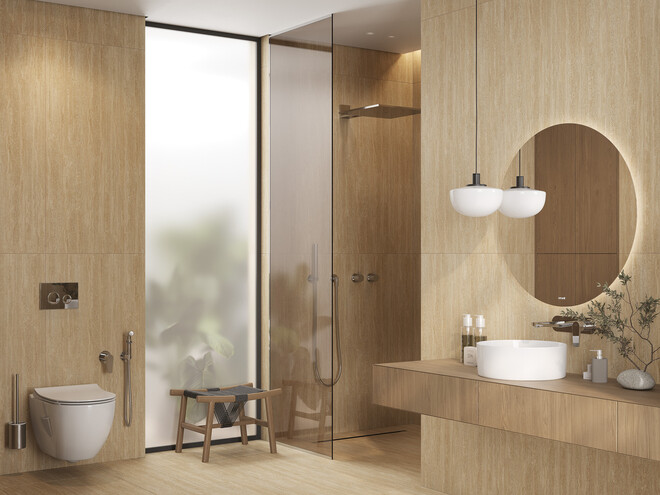 Керамогранит Cersanit Travertino бежевый ректификат рельеф 60x120 A17422