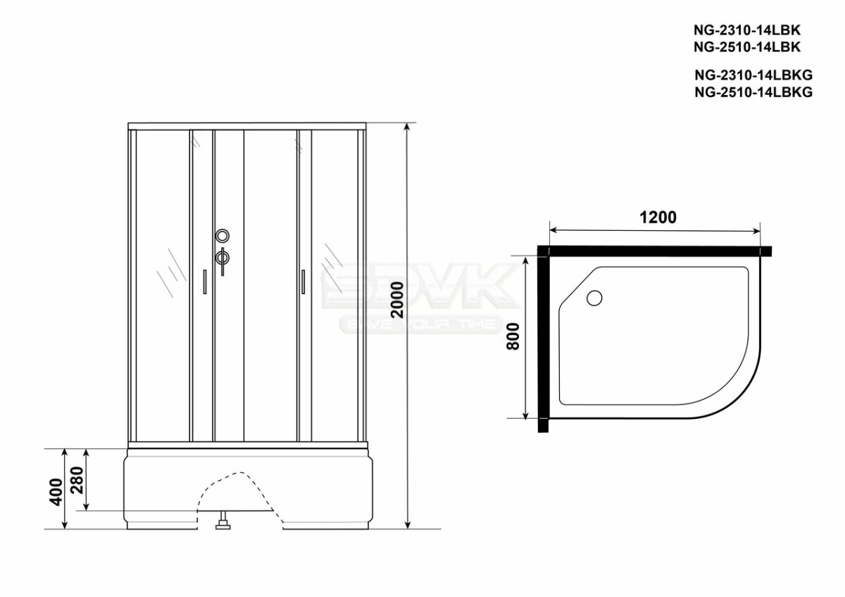 Niagara NG 2510-14LBK Душевая кабина 120x80 Без крыши левосторонняя 25101434LBK