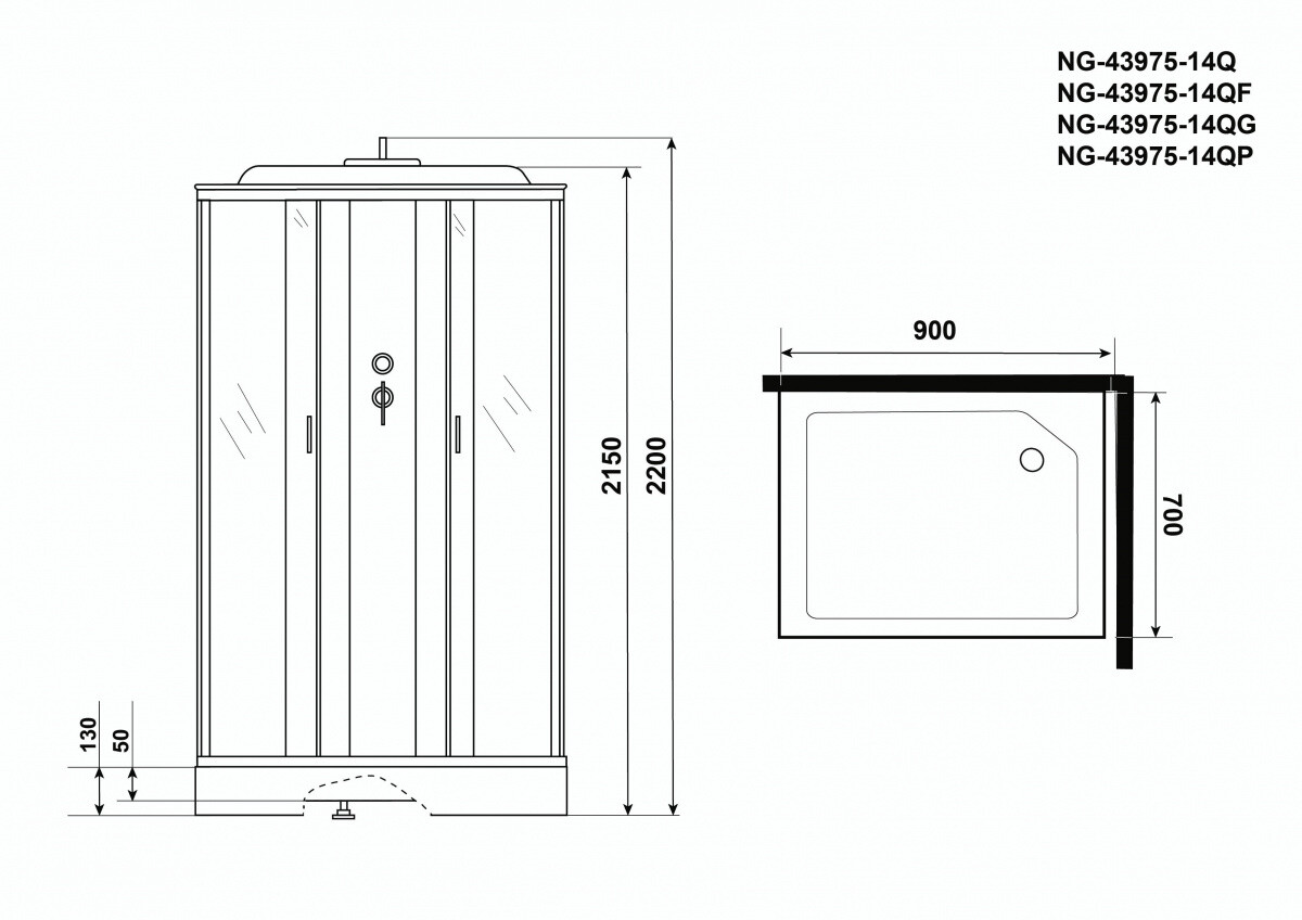 Niagara NG 43975-14Q Душевая кабина 90x70 прямоугольная 439753Q