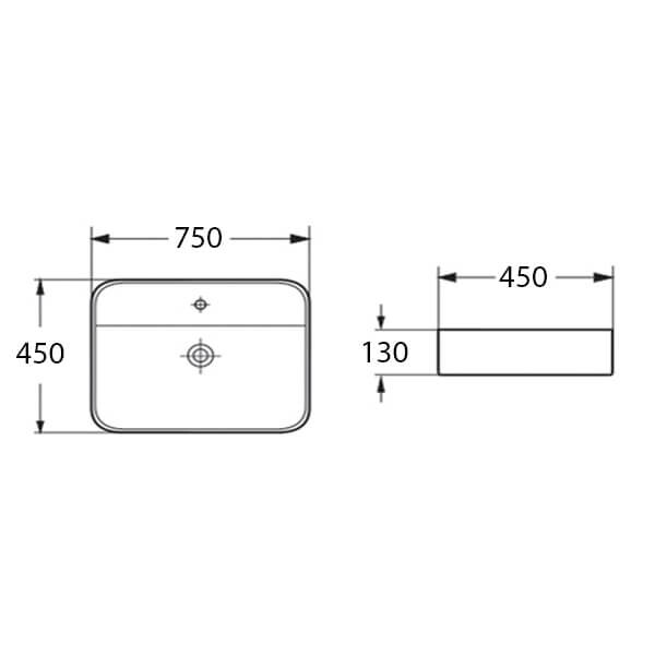 Накладная прямоугольная раковина Comforty 78500D Белый