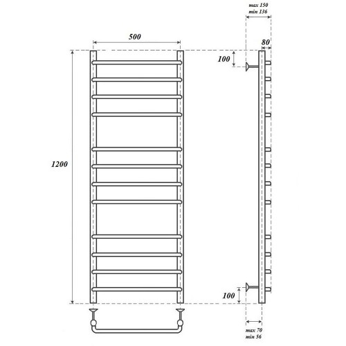 Point Нептун полотенцесушитель электрический 50х120 PN09152E